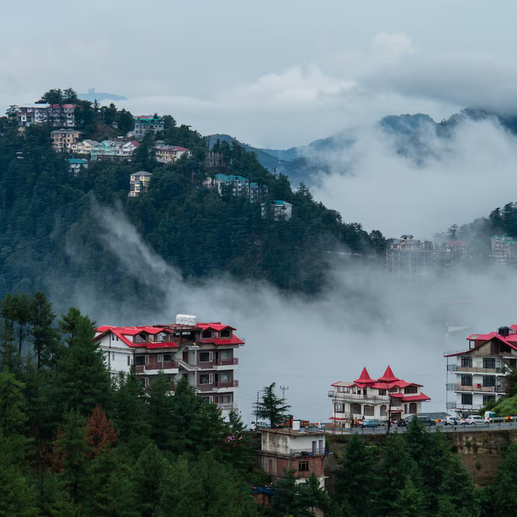 Misty mountain town for a peaceful travel holiday