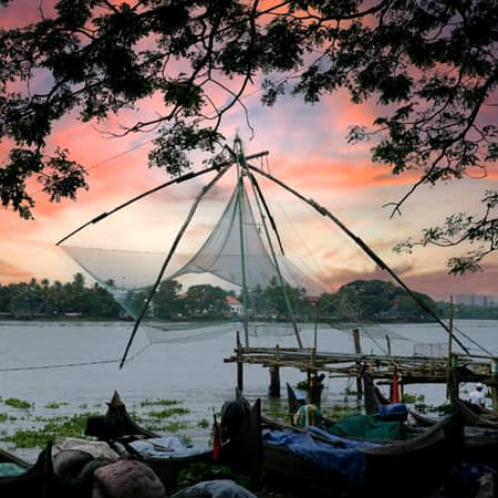 Fishing net at sunset – coastal travel tour