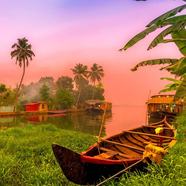 Sunset over backwater – peaceful holiday tour